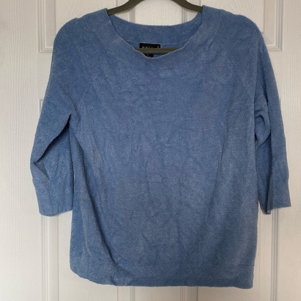 Evie 3/4 Sleeve Top Light Blue Sz 1X